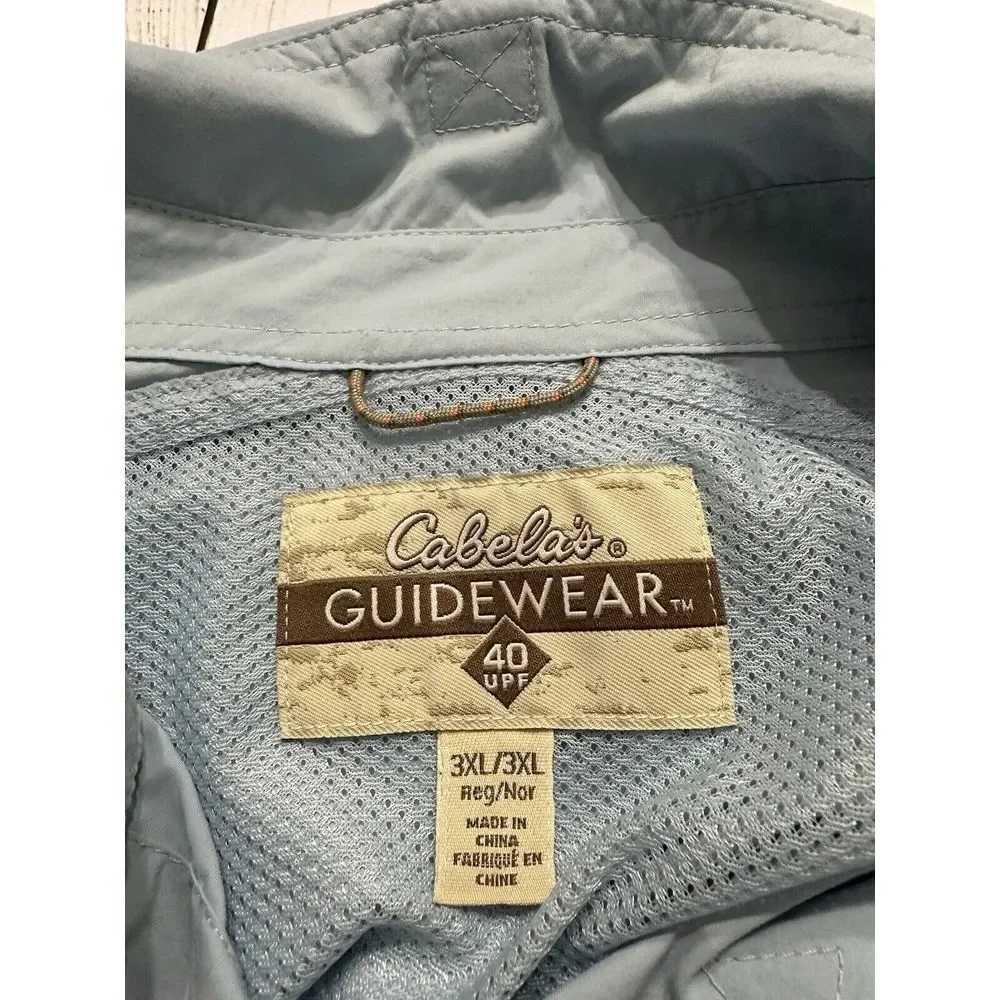 Cabela's Guidewear 40‎ UPF Men's Light Jacket Size 3XL R Light Blue Gorpcore
